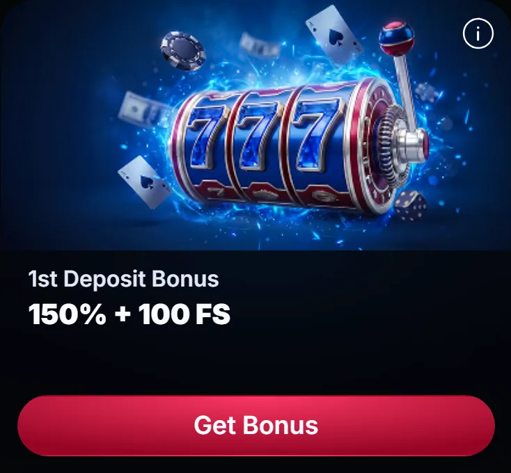 LineUp Casino 1st Deposit Bonus tile: 150% + 100 FS
